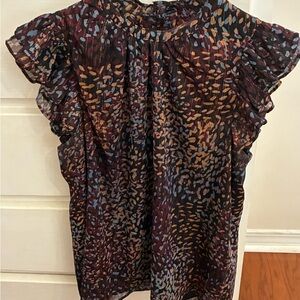 Express Multicolor Ruffle Sleeve Blouse